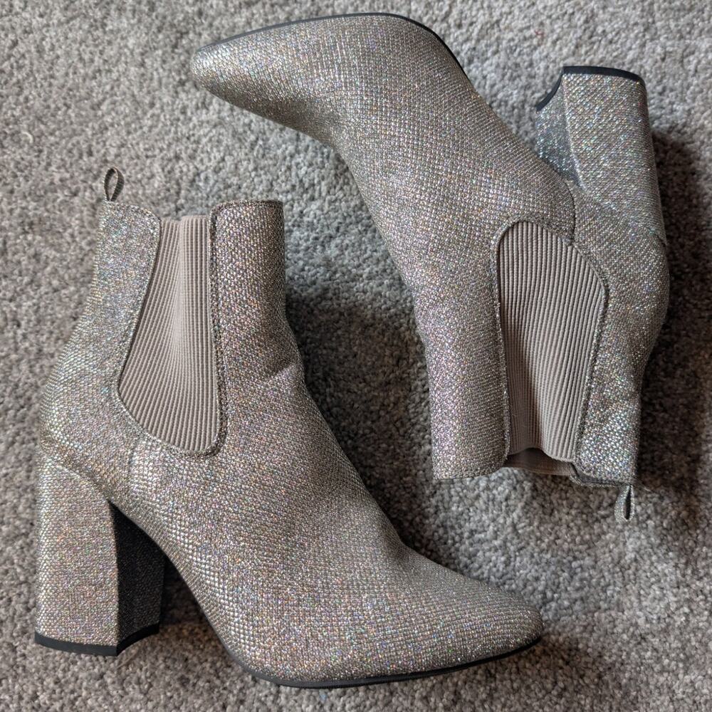 Grey Sparkle Eras Tour Glitter Boots "Tori" Boots by Sugar